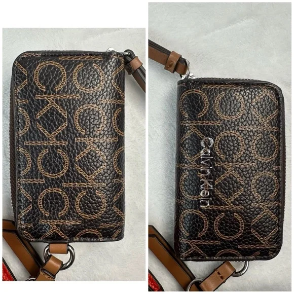 Calvin Klein Women's Bella Multi Crossbody Purse Wallet Coin Pouch Red Brown - Picture 11 of 16